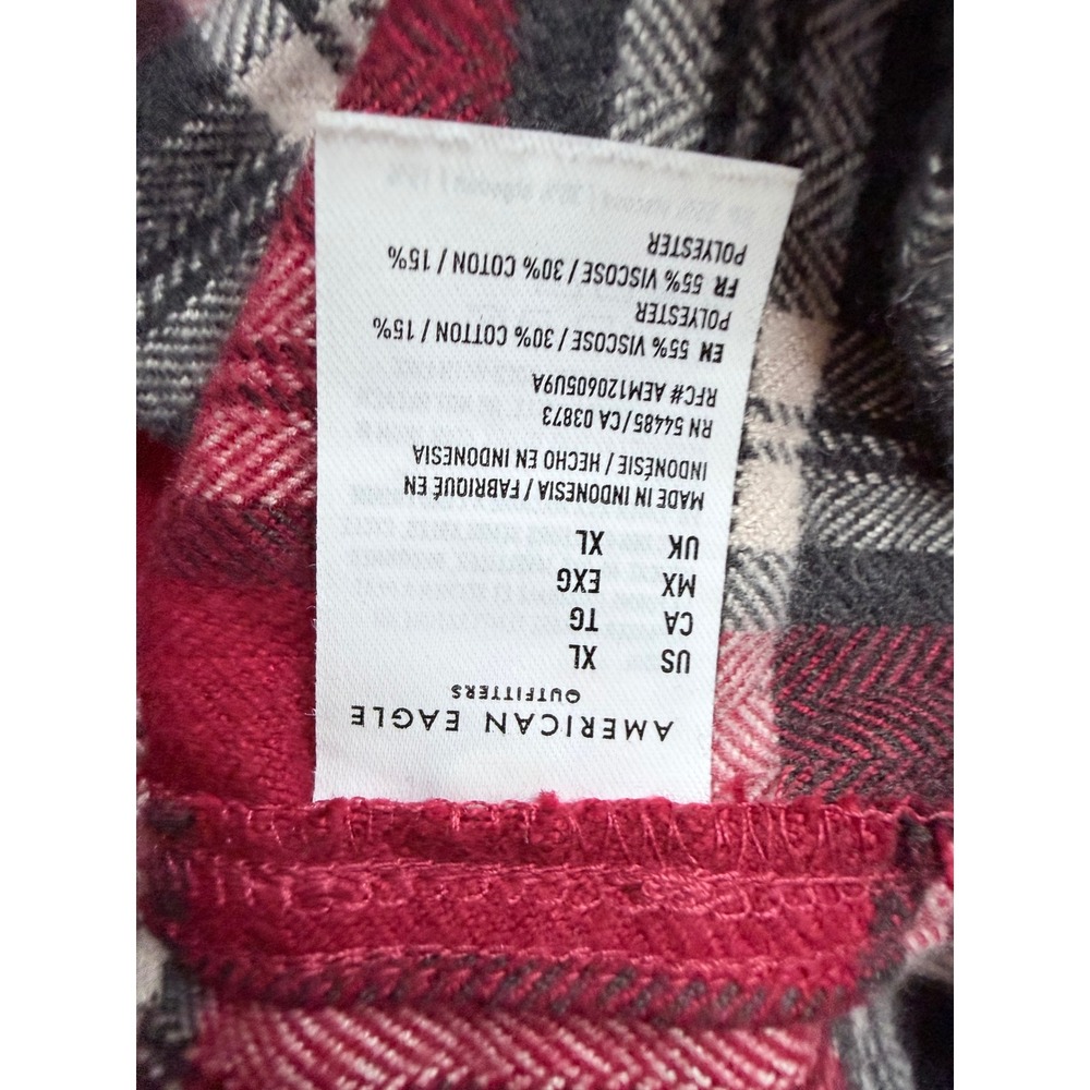 American Eagle Plaid Flannel Shirt Womens XL Red Black Classic Fit Soft - Picture 7 of 11